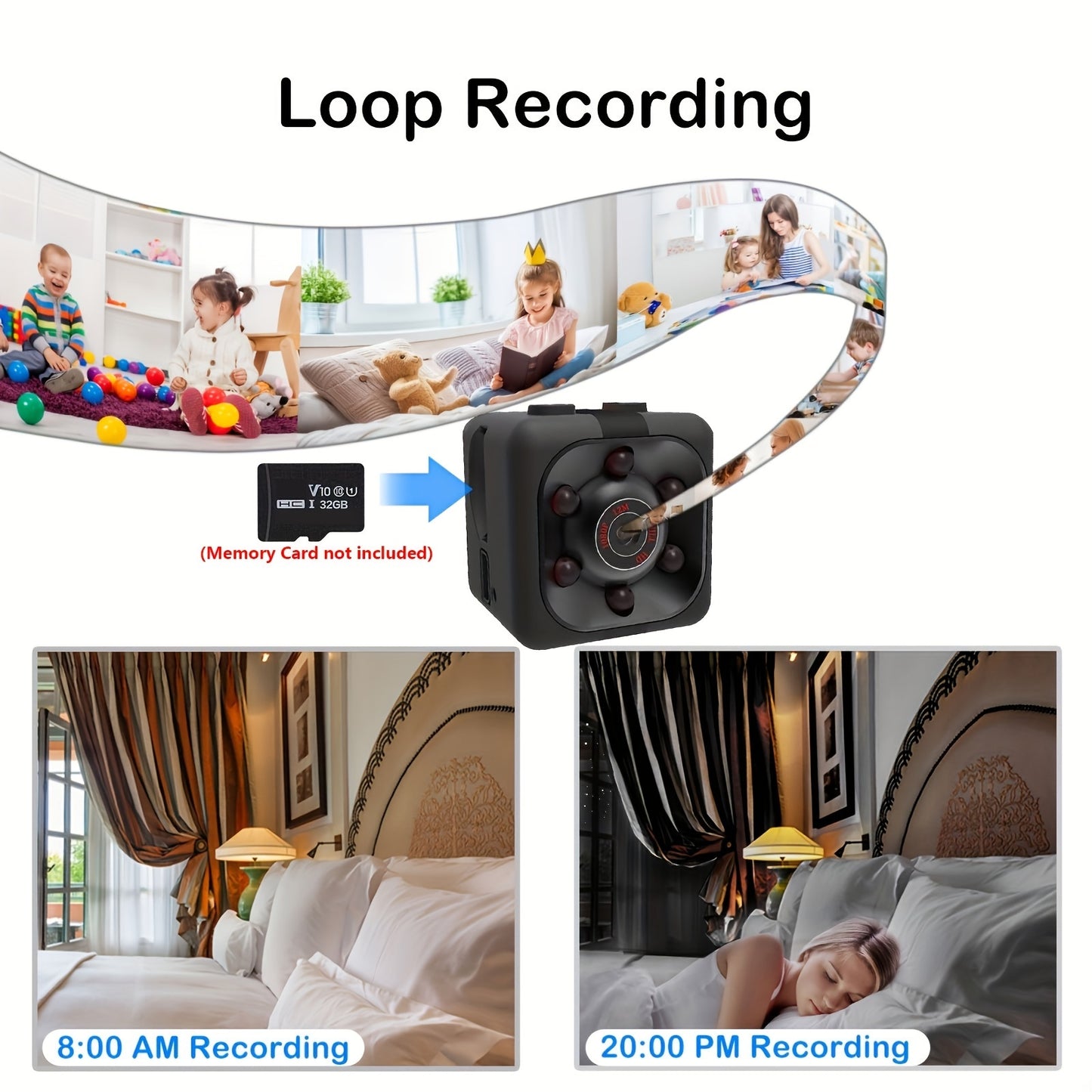 Mini Spy Camera, Hidden Camera 1080P, Nanny Cam Full HD with Night Vision Motion Activation for Indoor Outdoor Covert Security Cameras