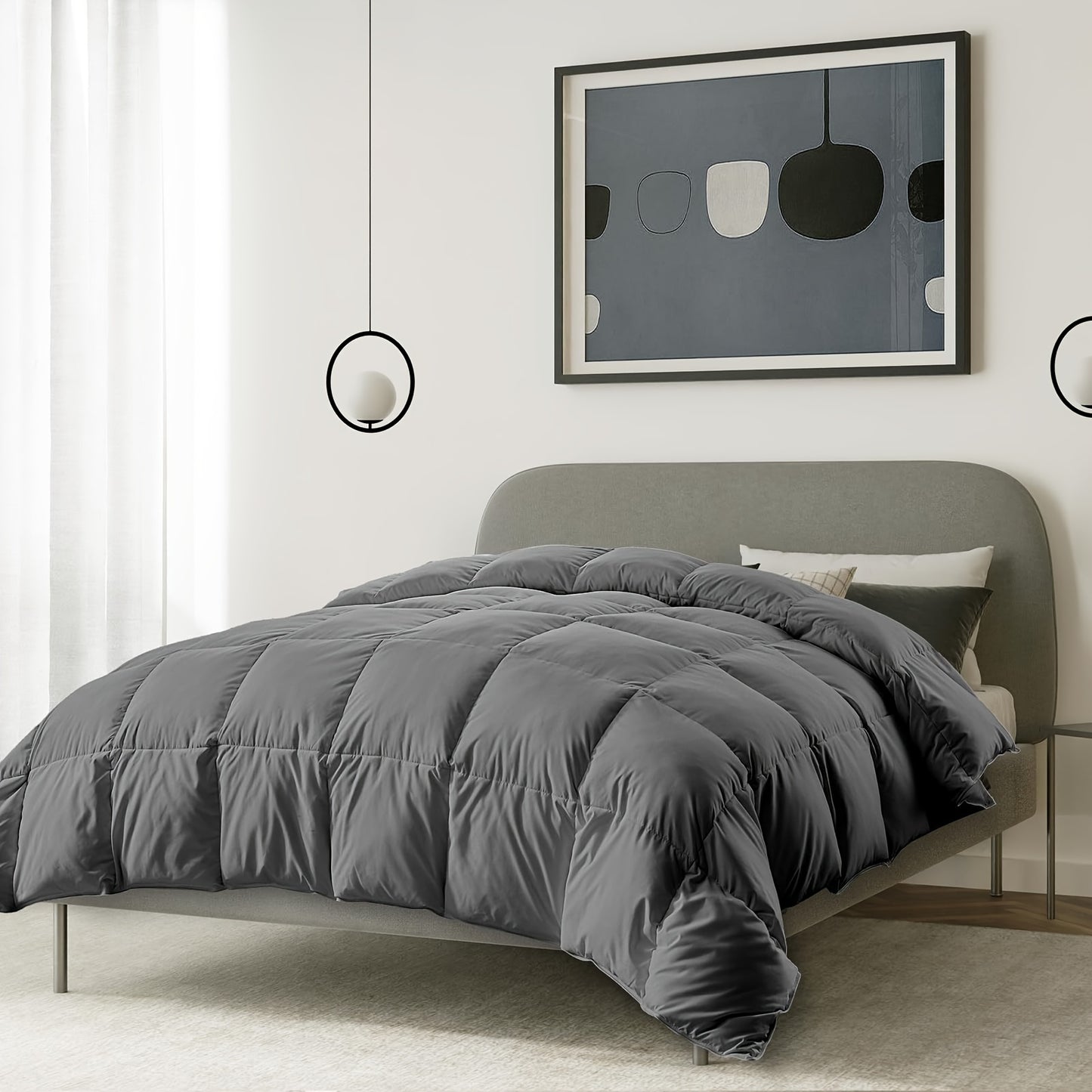 All Season Cooling Comforter, Ultra-Soft Fluffy Fiber Quilt, Luxury Breathable, Lightweight Bedding Comforters Suitable for All Seasons, White(King/Queen)