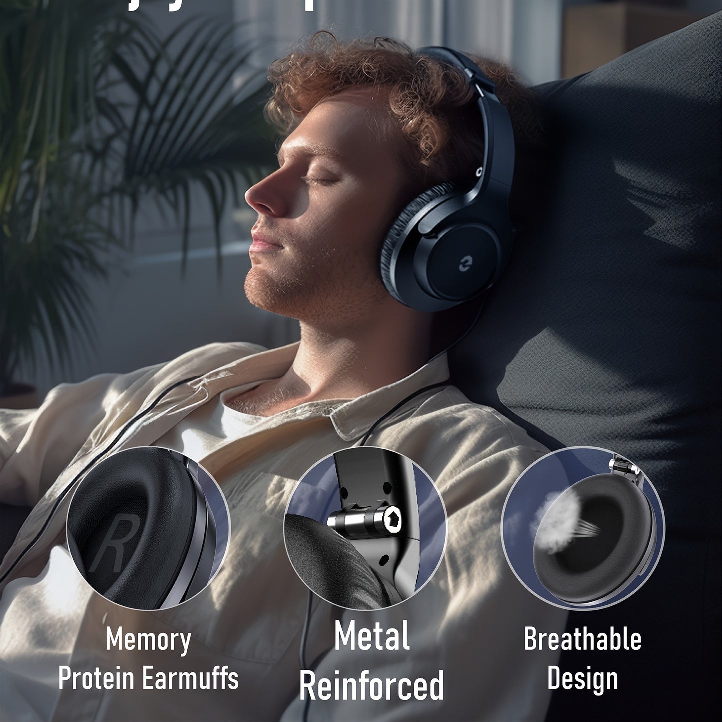 Over Ear Wireless Headphones with Deep Bass, 50 Hours Playtime Wireless Headphones with Microphone, HiFi Stereo Foldable Lightweight Headset for Home Office Cellphone