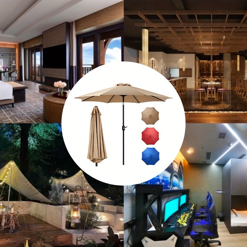 9 FT Outdoor Umbrella, Patio Table Umbrella with Push Button Tilt and Crank, Pool Beach Yard Umbrella for Commercial & Residential with 8 Sturdy Ribs