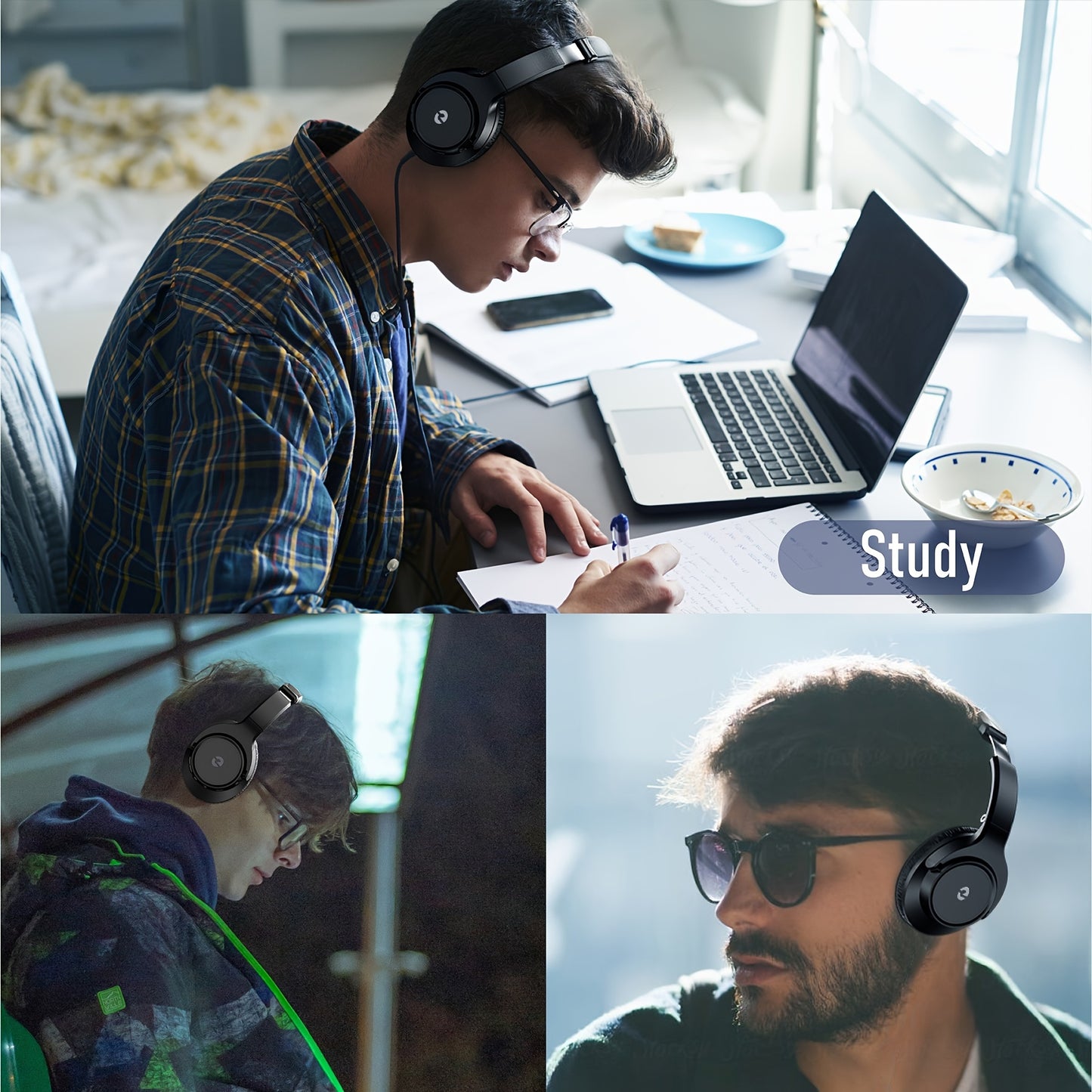 Over Ear Wireless Headphones with Deep Bass, 50 Hours Playtime Wireless Headphones with Microphone, HiFi Stereo Foldable Lightweight Headset for Home Office Cellphone