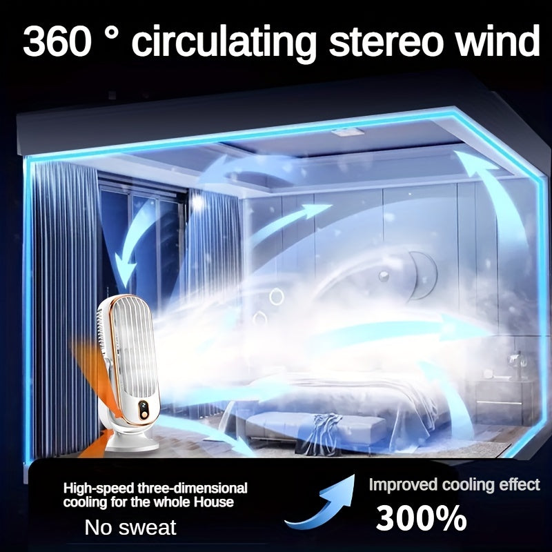 1pc, Portable Air Conditioner Fan, Large Battery Dual Motor Household Small Air Cooler, 5-speed Air Cooling Fan 720 ° Surround Air Blower, Office, Tourism, Camping, Outdoor RV Portable USB Fan, Thanksgiving Halloween Christmas Gift