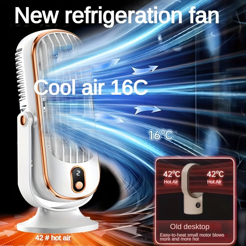 1pc, Portable Air Conditioner Fan, Large Battery Dual Motor Household Small Air Cooler, 5-speed Air Cooling Fan 720 ° Surround Air Blower, Office, Tourism, Camping, Outdoor RV Portable USB Fan, Thanksgiving Halloween Christmas Gift
