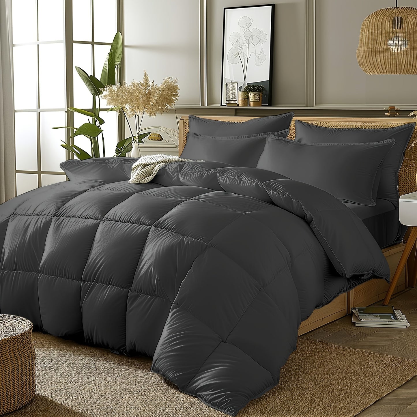 All Season Cooling Comforter, Ultra-Soft Fluffy Fiber Quilt, Luxury Breathable, Lightweight Bedding Comforters Suitable for All Seasons, White(King/Queen)