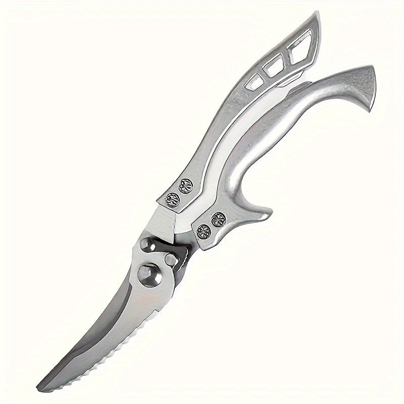 1pc Stainless Steel Kitchen Scissors For Fish, Meat, Chicken, Fruits, Vegetables, Kitchen Tools