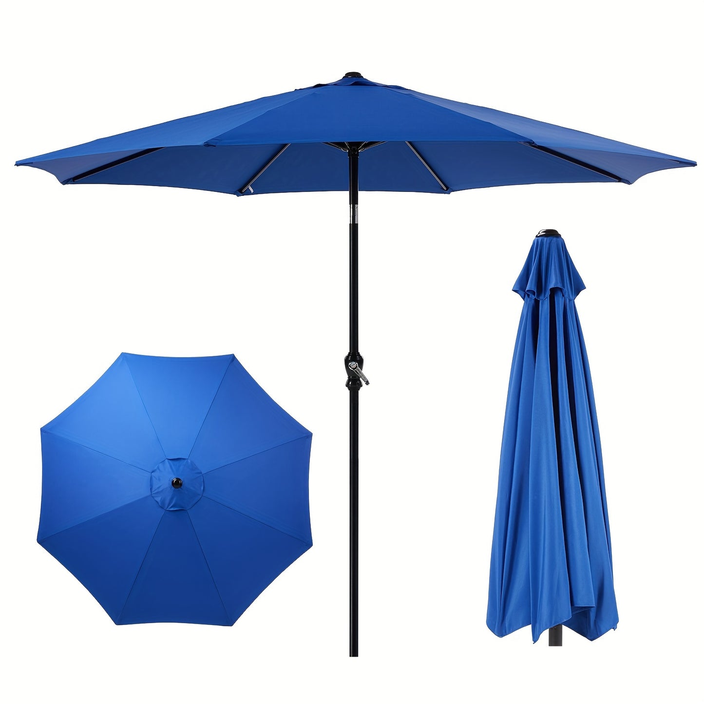 OLIXIS 9' Outdoor Patio Umbrella, Outdoor Table Umbrella with 8 Sturdy Ribs, Market Yard Umbrella with Push Button Tilt and Crank