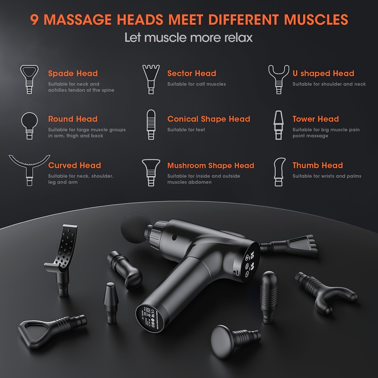 Deep Tissue Massage Gun, Percussion Massage Gun With 9 Attachments & 30 Speed, Handheld Electric Back Massager For Pain Relief- Gifts For Man Women