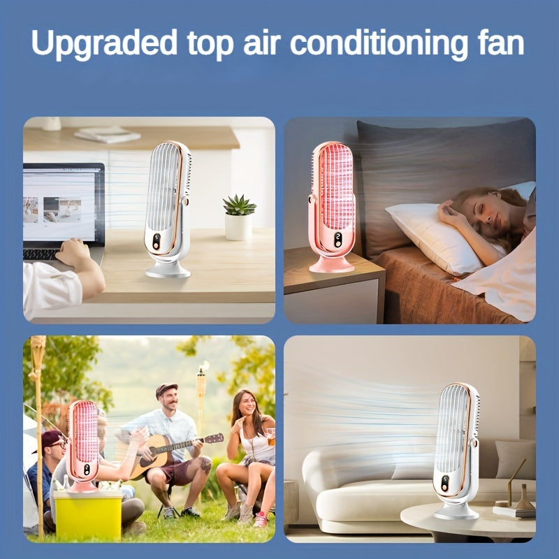 1pc, Portable Air Conditioner Fan, Large Battery Dual Motor Household Small Air Cooler, 5-speed Air Cooling Fan 720 ° Surround Air Blower, Office, Tourism, Camping, Outdoor RV Portable USB Fan, Thanksgiving Halloween Christmas Gift