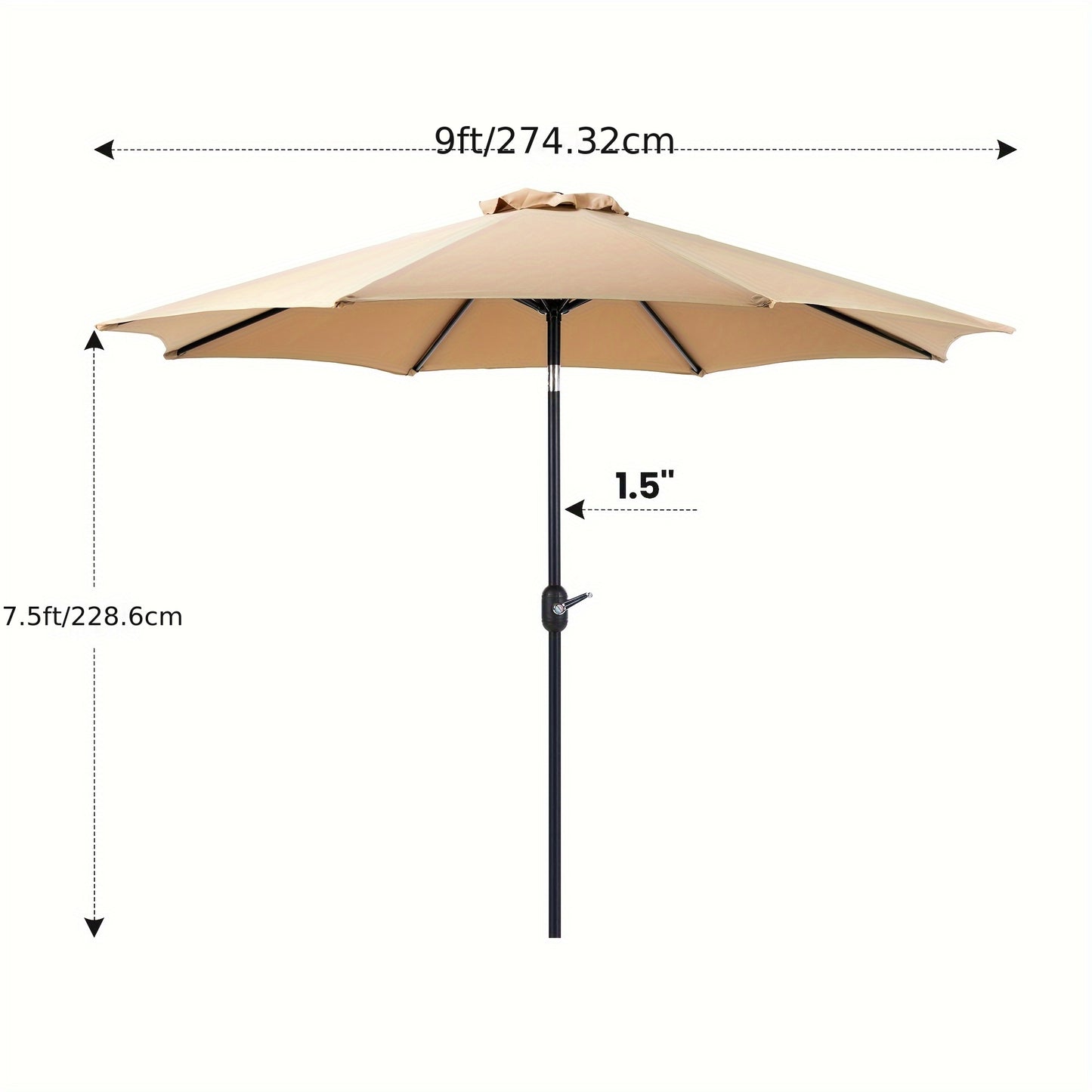 9 FT Outdoor Umbrella, Patio Table Umbrella with Push Button Tilt and Crank, Pool Beach Yard Umbrella for Commercial & Residential with 8 Sturdy Ribs