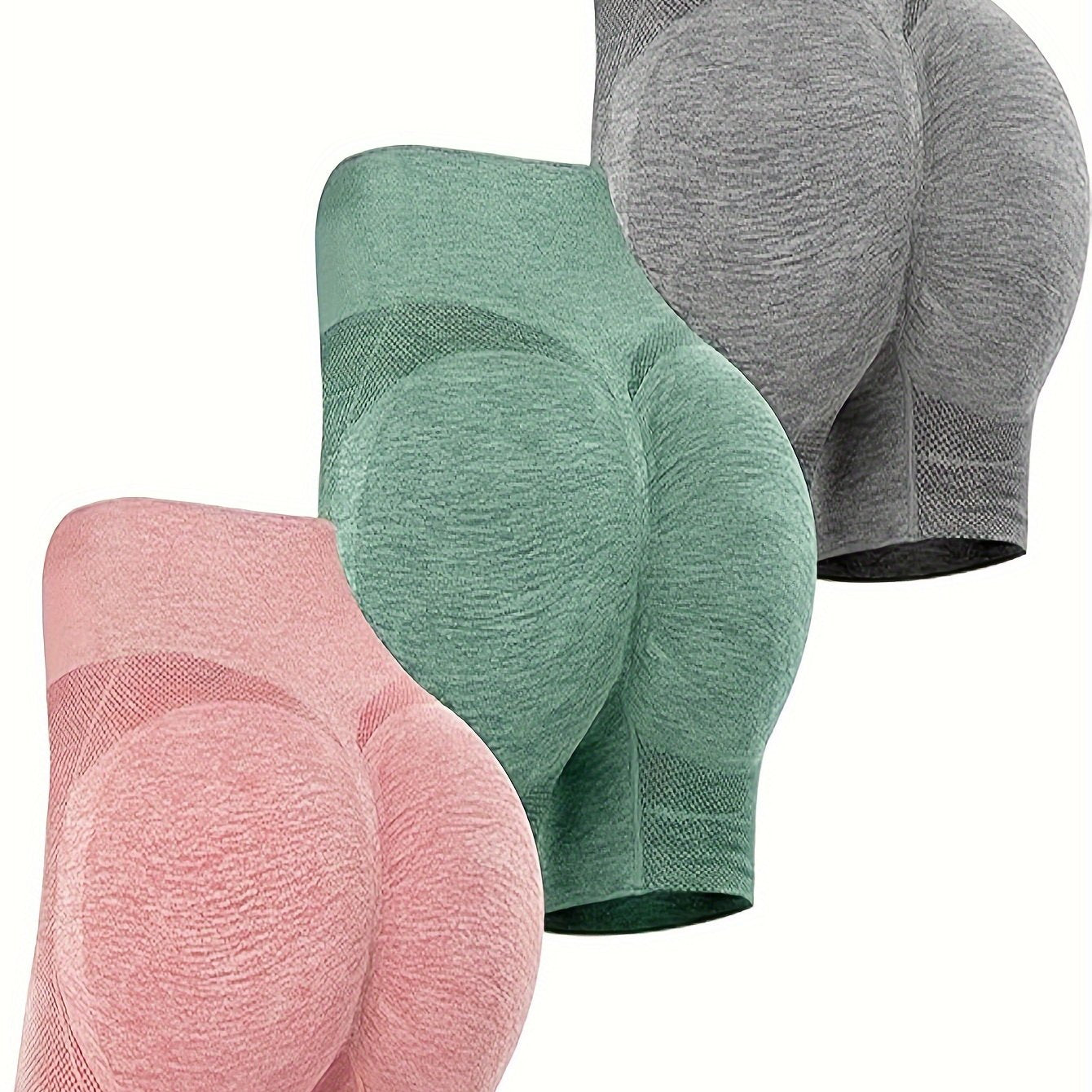 3 Pcs Women's Butt Lifting Shorts High Waist Tummy Control Yoga Shorts Seamless Ruched Booty Workout Shorts