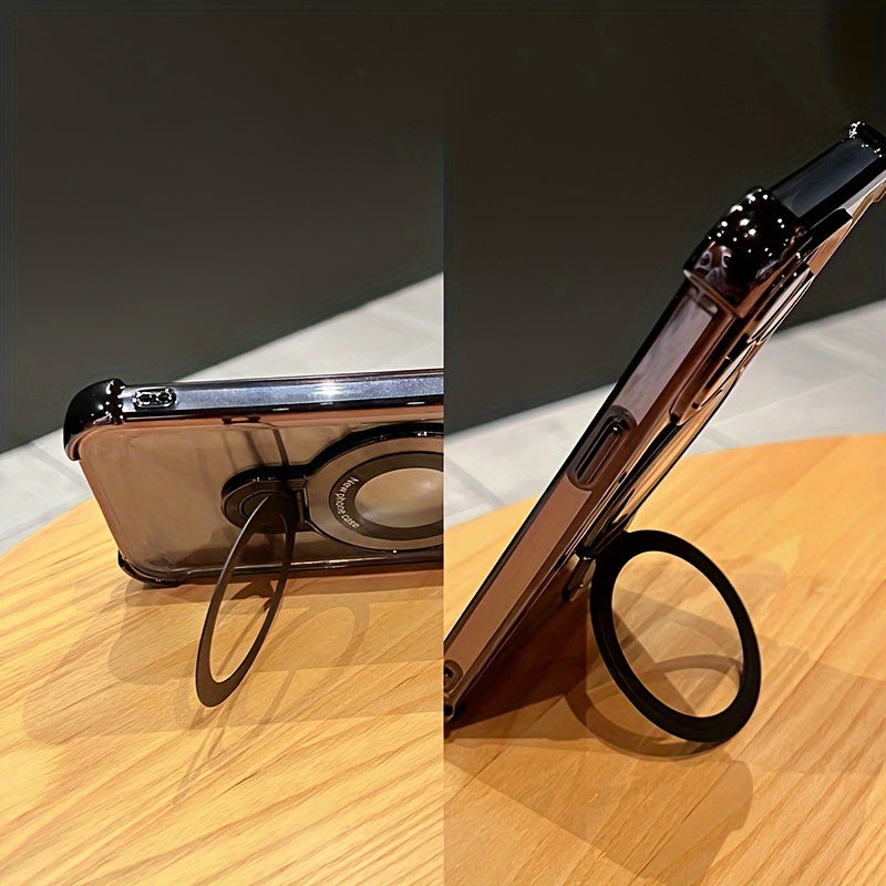 Electroplating Clear Kickstand Phone Case for iPhone 15 14 13 12 Pro Max 14 15 Plus with Magnetic Bracket Holder Mobile Phone Shell
